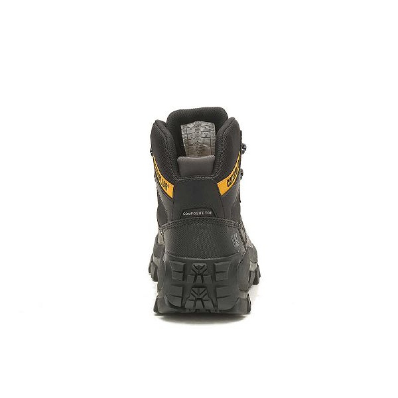 Men's Caterpillar Invader Hiker Waterproof Composite Toe Work Boots Black | 412076-IKG