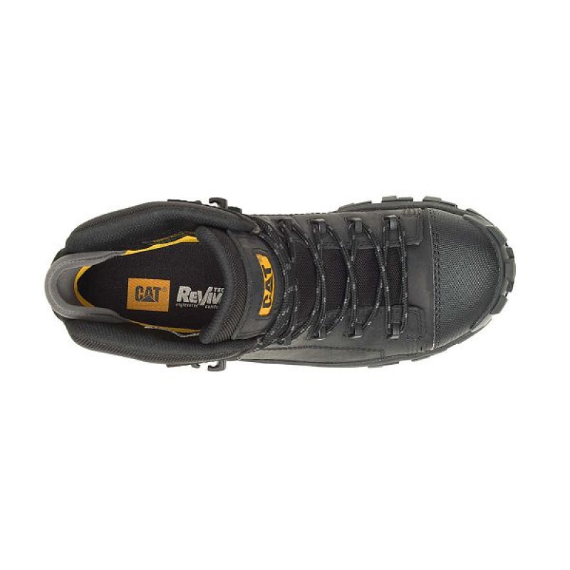 Men's Caterpillar Invader Hiker Waterproof Composite Toe Work Boots Black | 412076-IKG