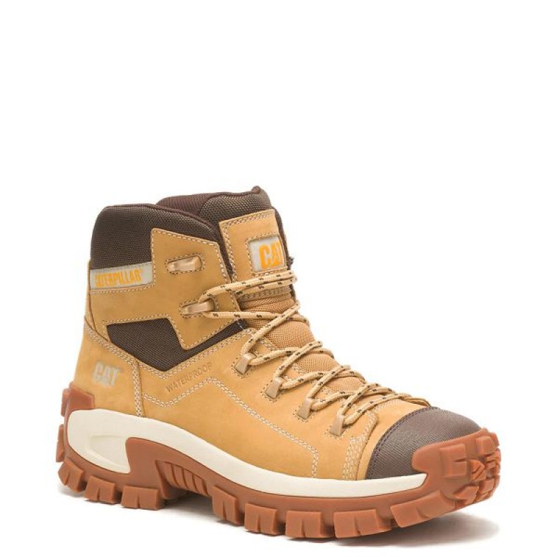 Men's Caterpillar Invader Hiker Waterproof Composite Toe Work Boots Brown | 201534-BKT