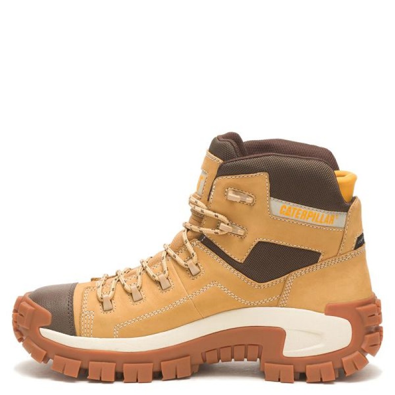 Men's Caterpillar Invader Hiker Waterproof Composite Toe Work Boots Brown | 201534-BKT