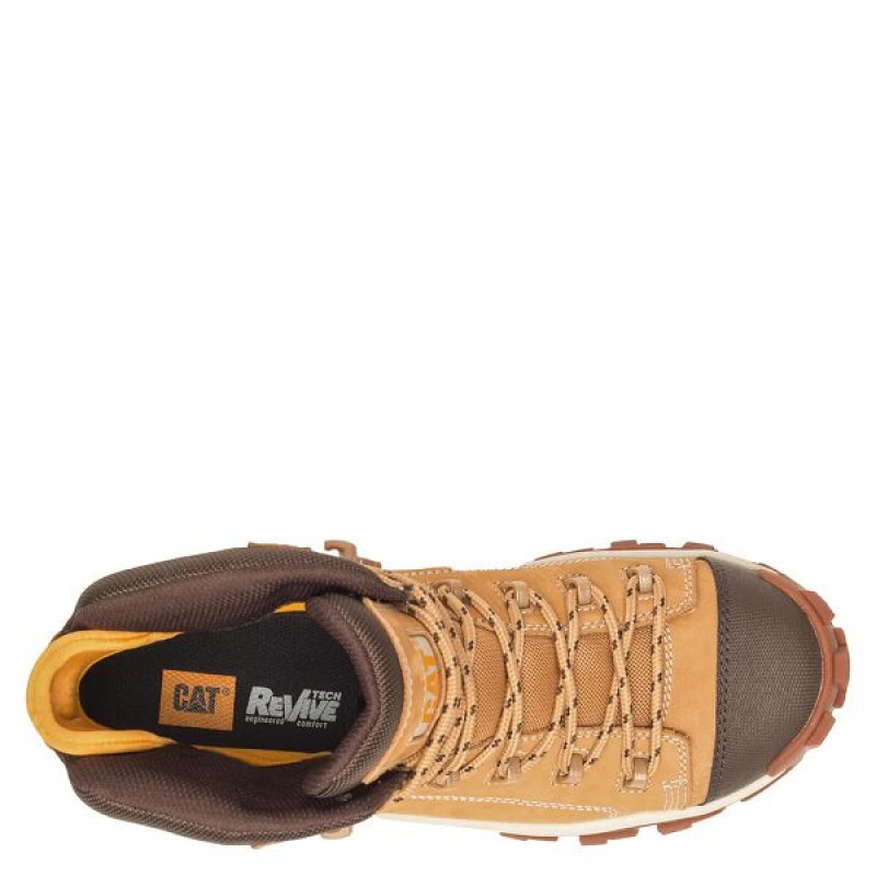 Men's Caterpillar Invader Hiker Waterproof Composite Toe Work Boots Brown | 201534-BKT