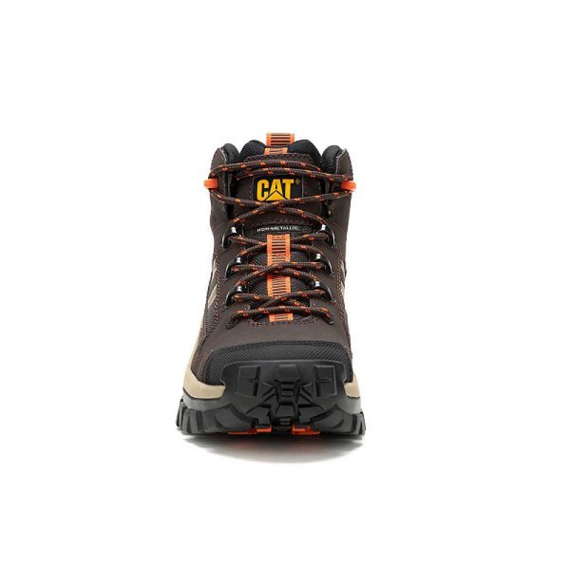 Men's Caterpillar Invader Mid Vent Composite Toe Work Boots Coffee | 362401-EAZ