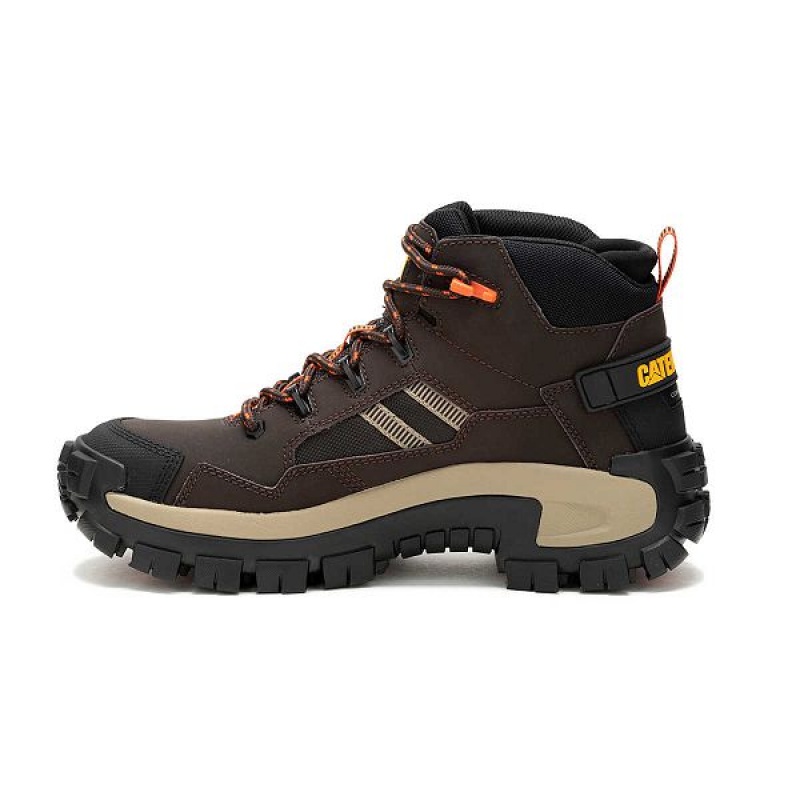 Men's Caterpillar Invader Mid Vent Composite Toe Work Boots Coffee | 362401-EAZ