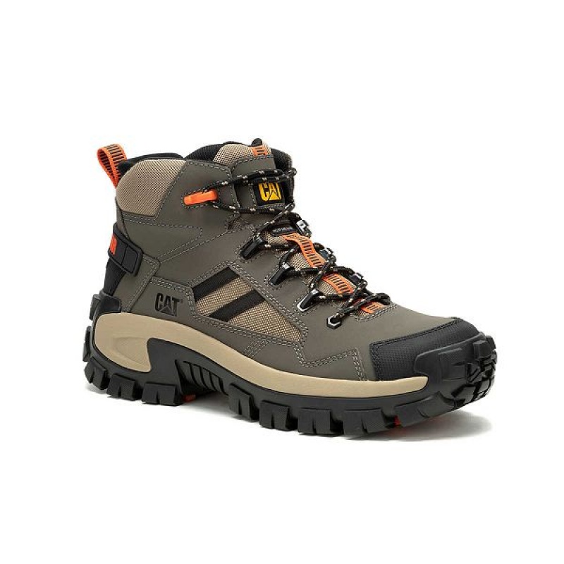 Men's Caterpillar Invader Mid Vent Composite Toe Work Boots Khaki | 825103-ELT