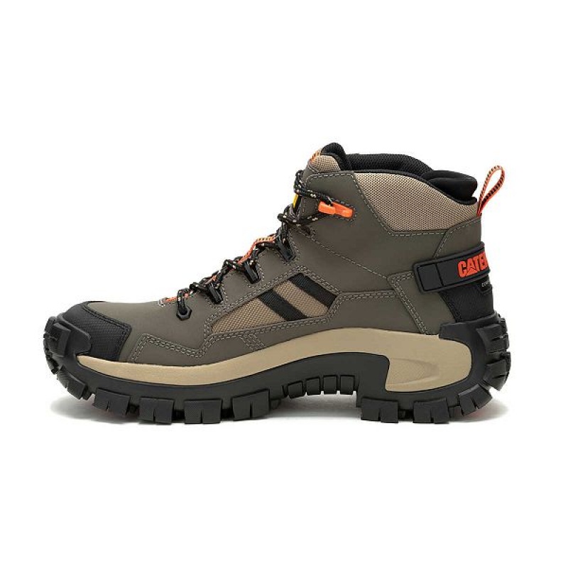 Men's Caterpillar Invader Mid Vent Composite Toe Work Boots Khaki | 825103-ELT