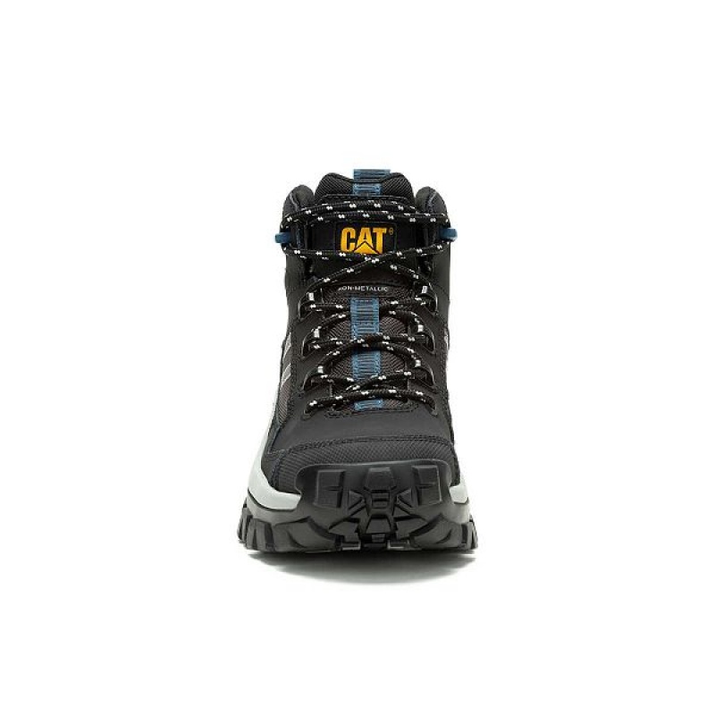 Men's Caterpillar Invader Mid Vent Composite Toe Work Boots Black | 360725-CNB