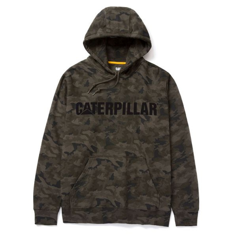 Men\'s Caterpillar Midweight Caterpillar Hooded Sweatshirt Camo | 670354-HFI