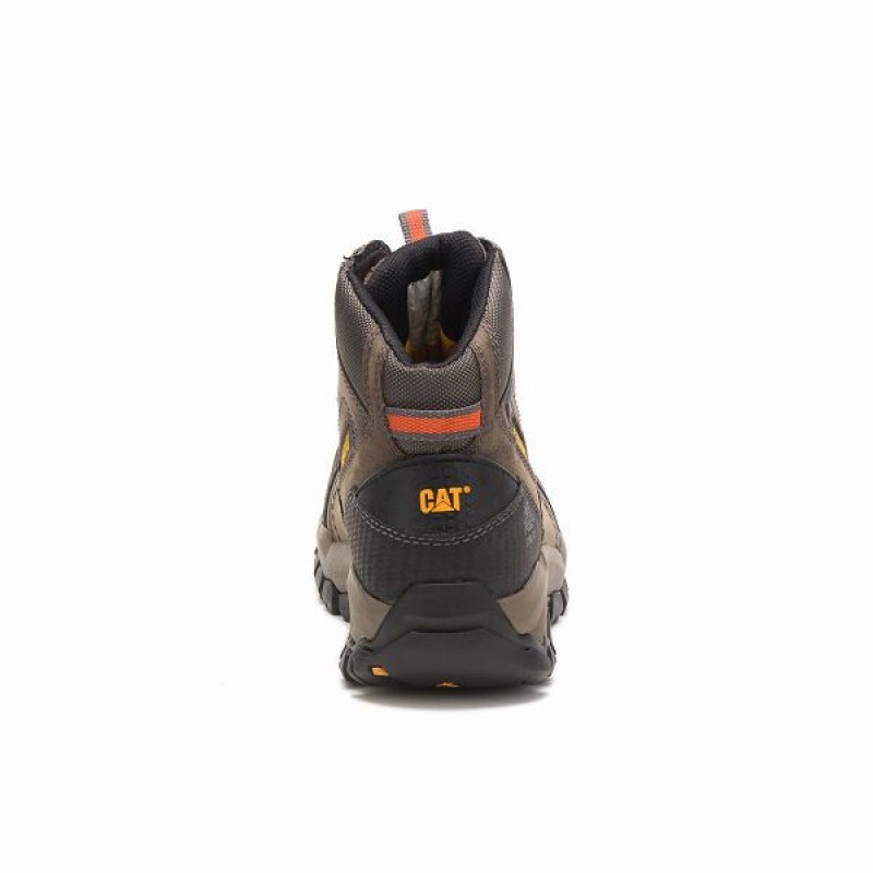 Men's Caterpillar Navigator Mid Waterproof Steel Toe Work Boots Dark / Grey | 602943-TCQ