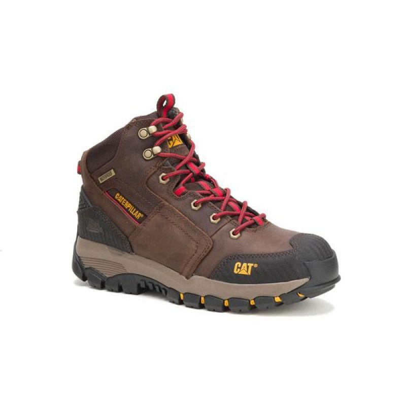 Men's Caterpillar Navigator Waterproof Work Boots Brown | 753160-MDX