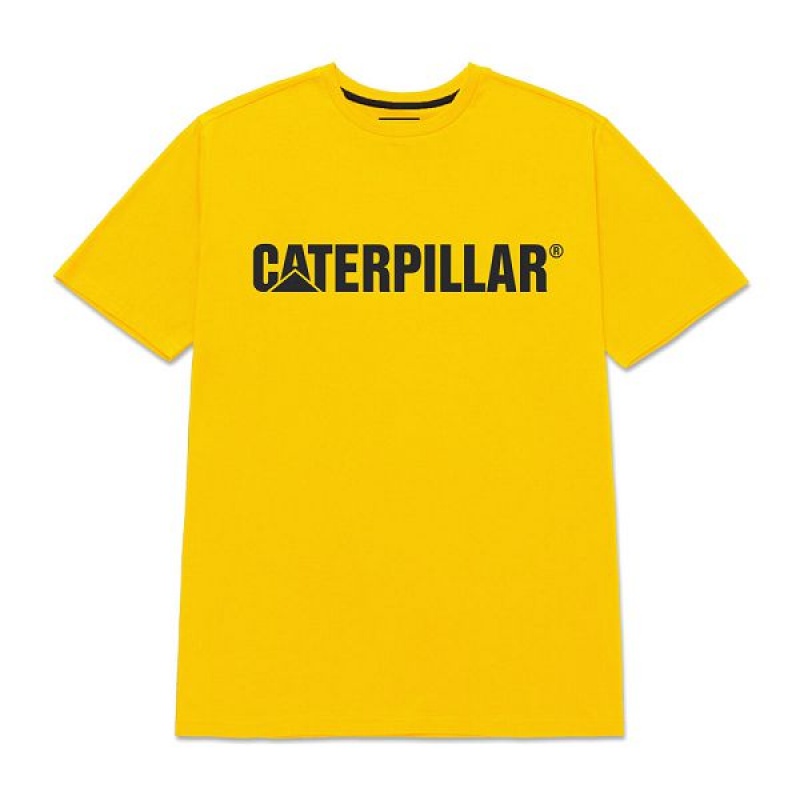 Men\'s Caterpillar Original Fit Caterpillar Logo Tee T-Shirt Yellow | 204196-GVP