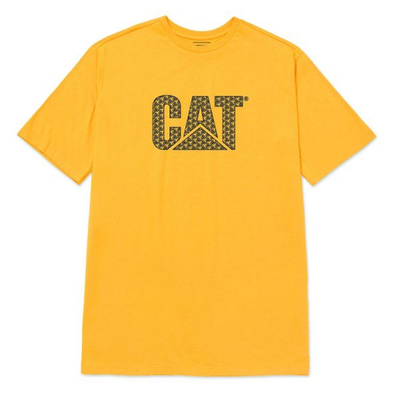 Men\'s Caterpillar Original Fit Logo Tee T-Shirt Yellow | 516830-UKP