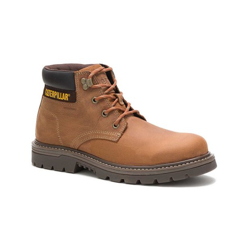 Men's Caterpillar Outbase Waterproof Work Boots Brown | 076532-HRU