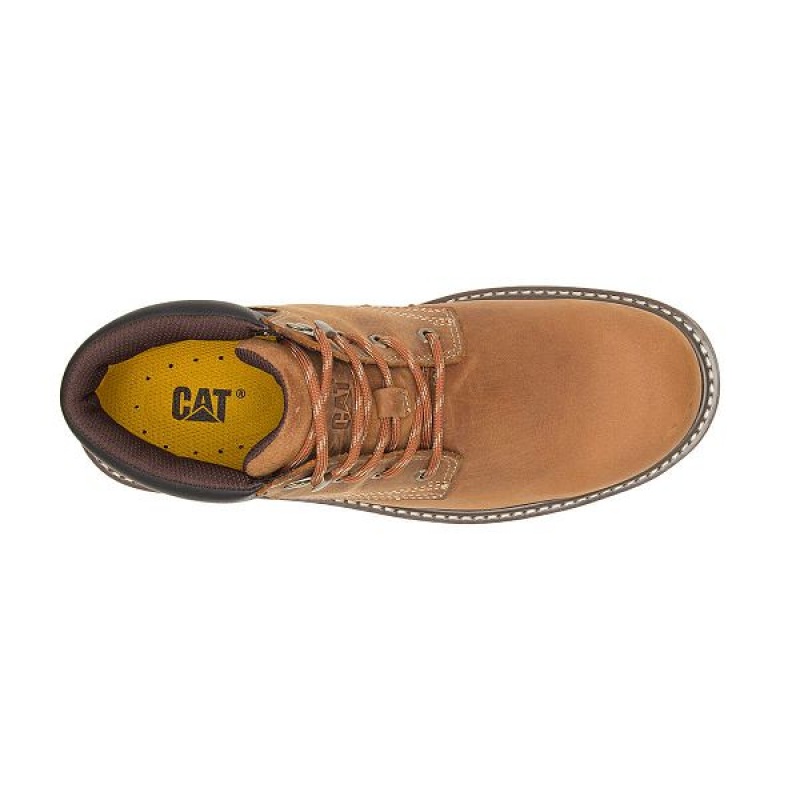 Men's Caterpillar Outbase Waterproof Work Boots Brown | 076532-HRU