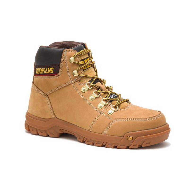 Men's Caterpillar Outline Steel Toe Work Boots Brown | 931704-NIB