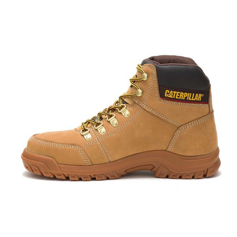 Men's Caterpillar Outline Steel Toe Work Boots Brown | 931704-NIB