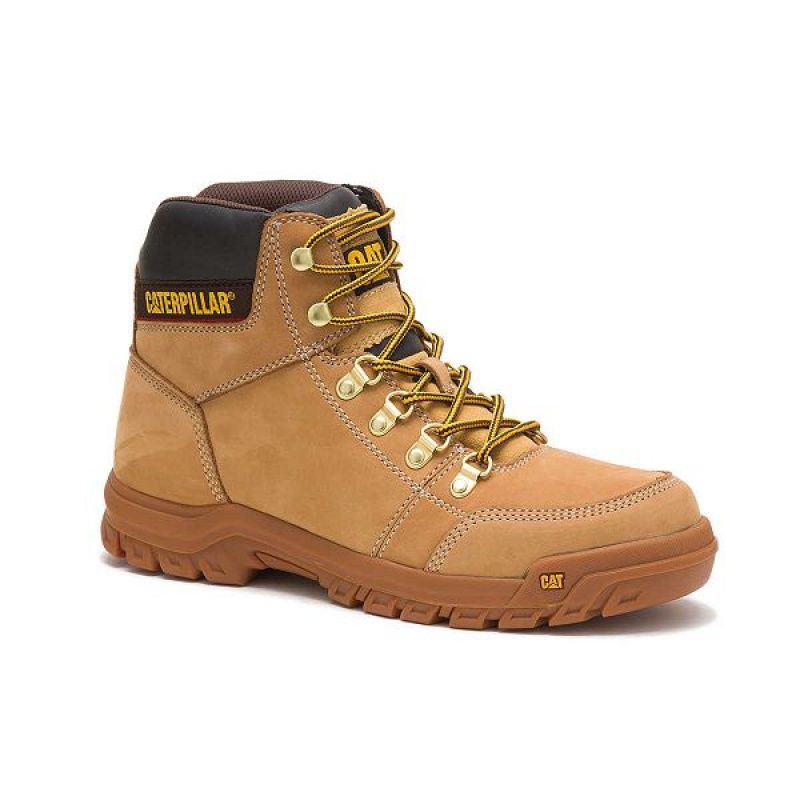 Men's Caterpillar Outline Work Boots Brown | 528169-MLO