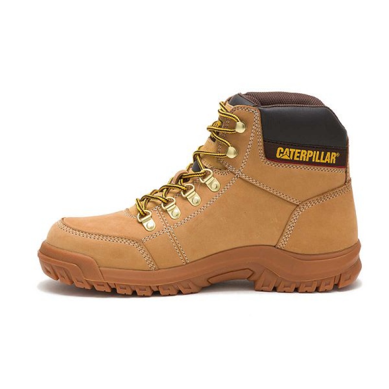 Men's Caterpillar Outline Work Boots Brown | 528169-MLO