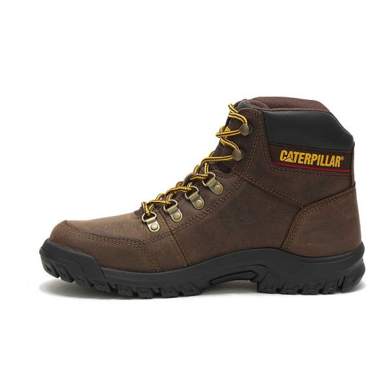 Men's Caterpillar Outline Work Boots Brown | 685342-YST