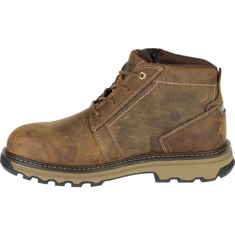 Men's Caterpillar Parker Steel Toe S1P HRC SRA Work Boots Brown | 126935-NQB