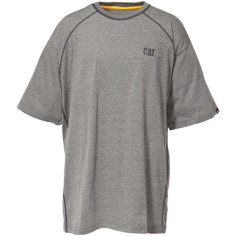 Men\'s Caterpillar Performance Short Sleeve Tee T-Shirt Grey | 923841-MTS