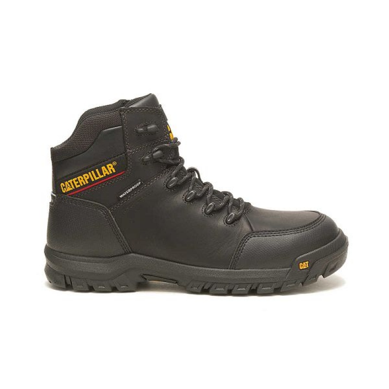 Men\'s Caterpillar Resorption Waterproof Composite Toe Work Boots Black | 956071-KZM