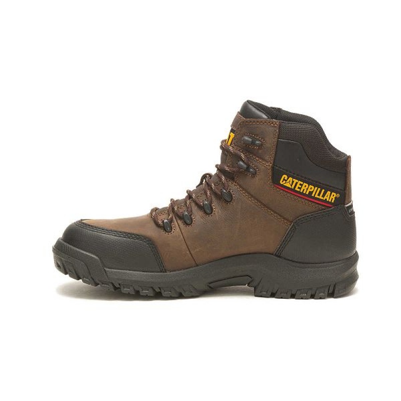 Men's Caterpillar Resorption Waterproof Composite Toe Work Boots Brown | 045317-EST