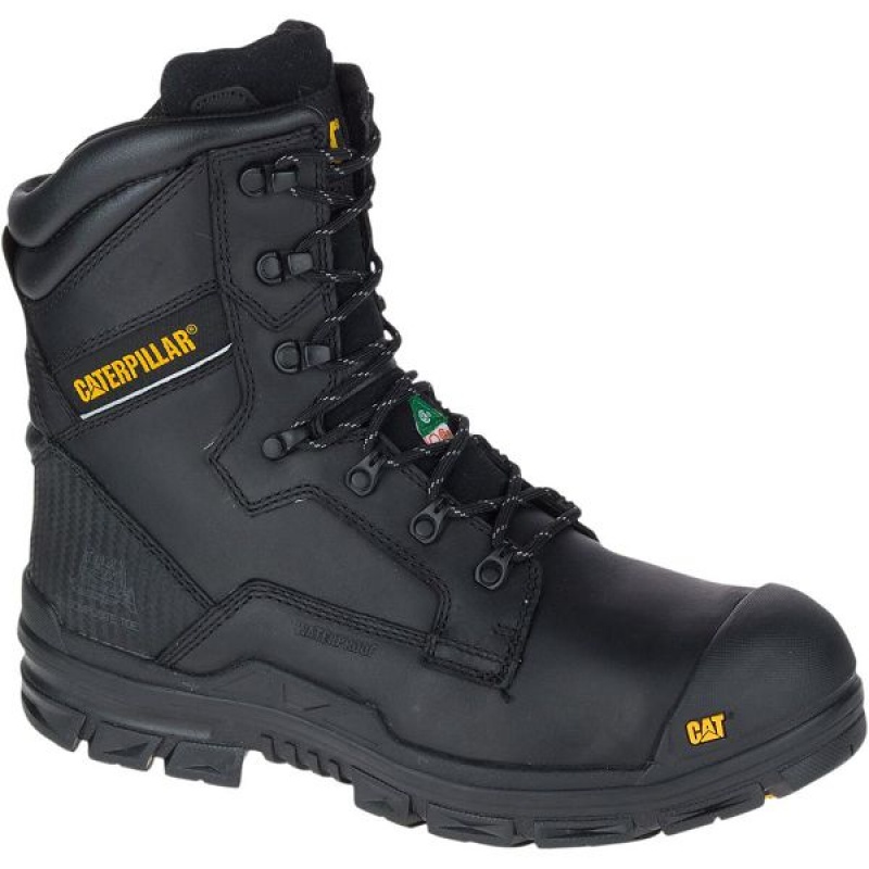 Men's Caterpillar Scaffold Waterproof TX Nano Toe CSA Work Boots Black | 395860-EGW