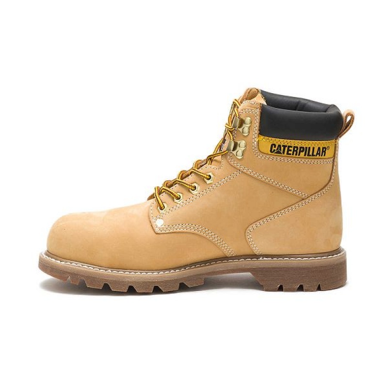 Men's Caterpillar Second Shift Steel Toe Work Boots Orange | 451370-XPG