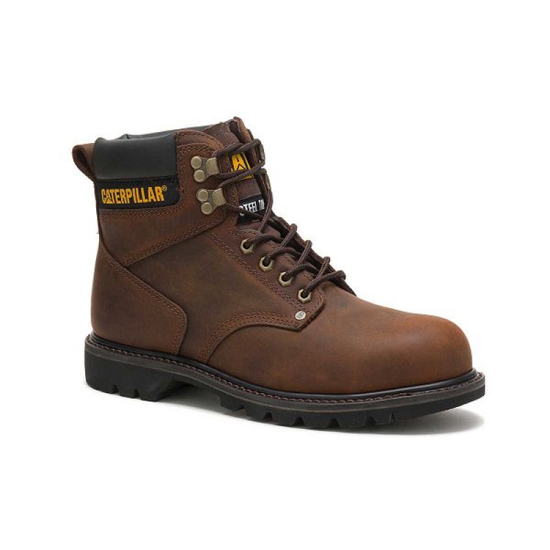 Men's Caterpillar Second Shift Steel Toe Work Boots Dark / Brown | 296137-ATU