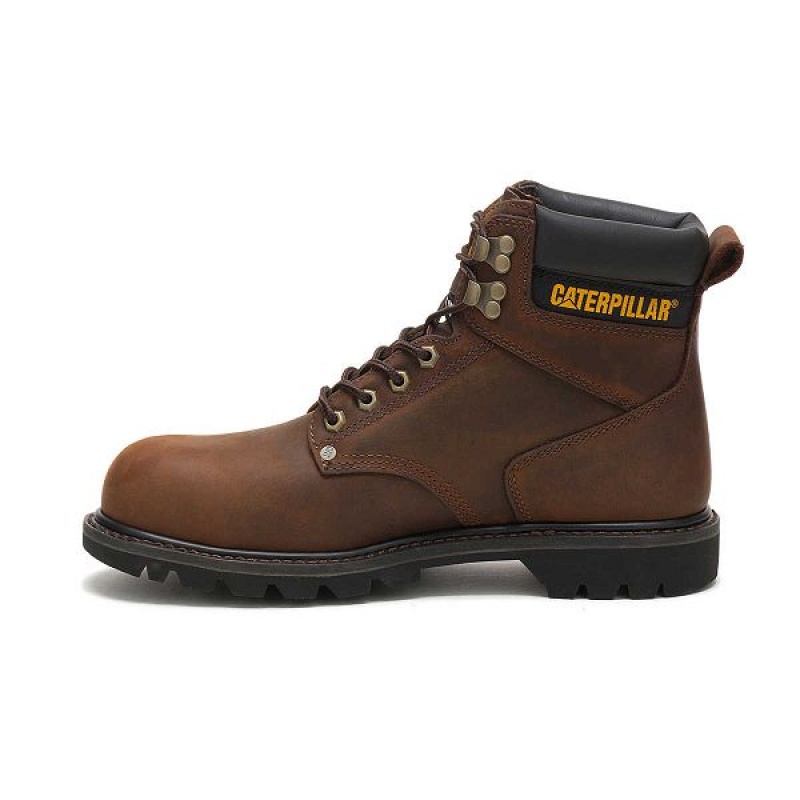 Men's Caterpillar Second Shift Steel Toe Work Boots Dark / Brown | 296137-ATU