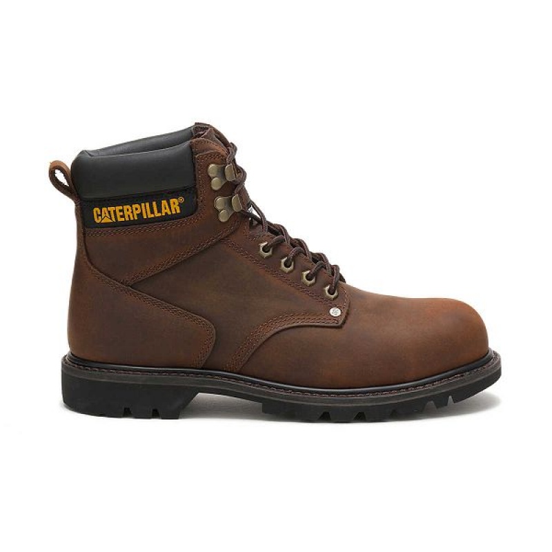 Men\'s Caterpillar Second Shift Steel Toe Work Boots Dark / Brown | 296137-ATU