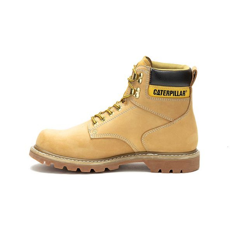 Men's Caterpillar Second Shift Waterproof Work Boots Brown | 539617-YNP