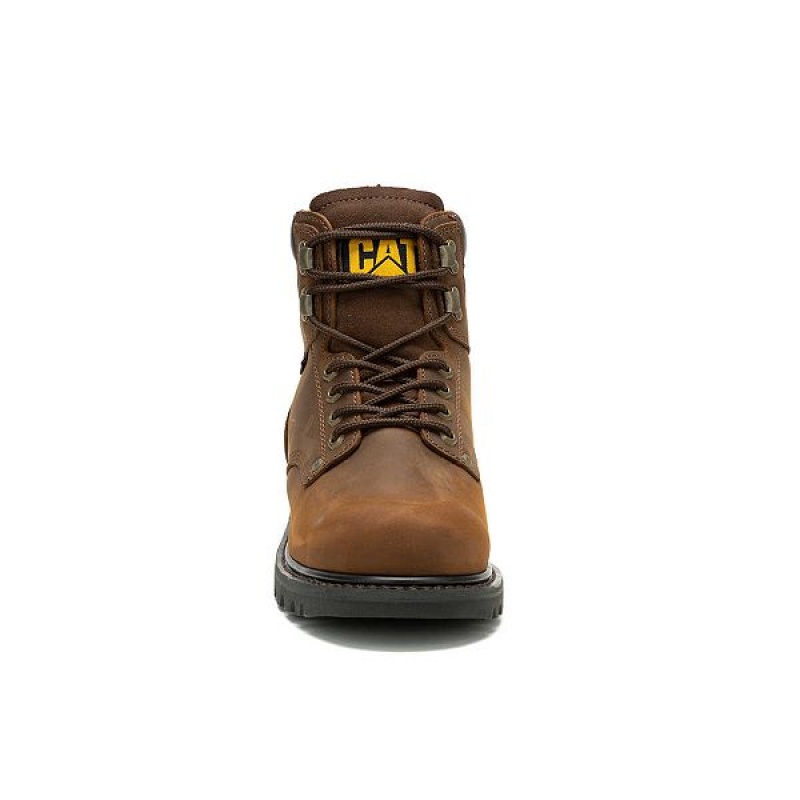 Men's Caterpillar Second Shift Waterproof Work Boots Dark / Brown | 671059-CYW