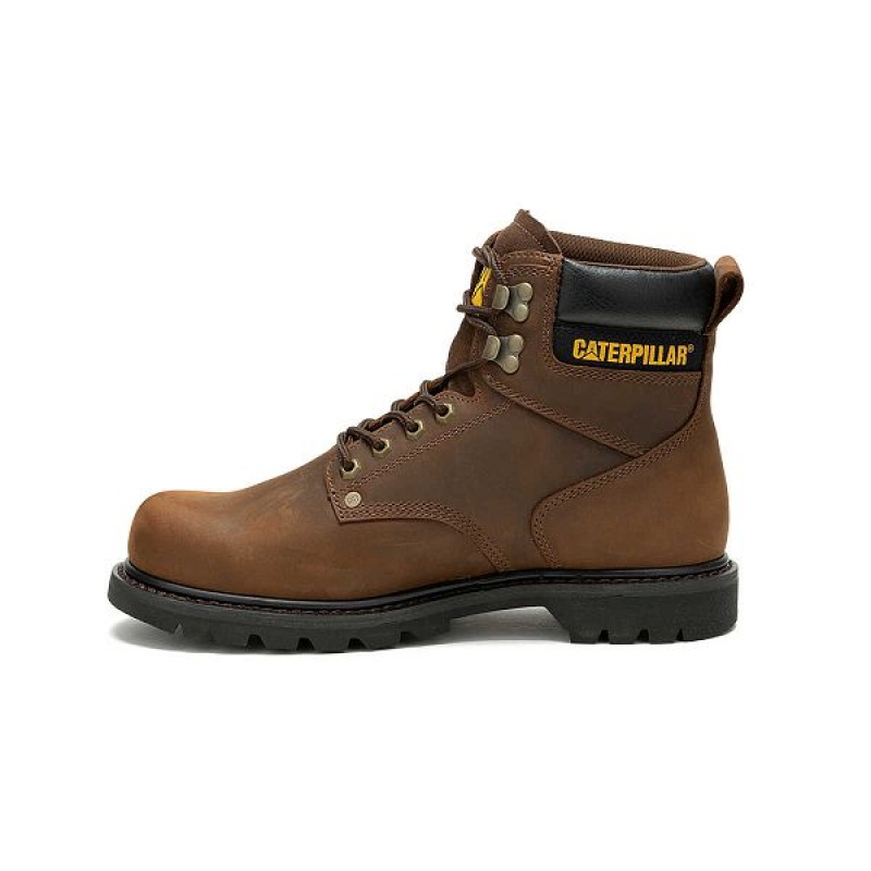 Men's Caterpillar Second Shift Waterproof Work Boots Dark / Brown | 671059-CYW