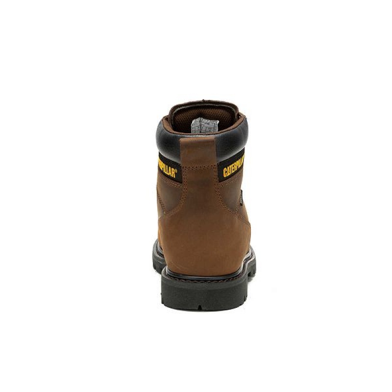 Men's Caterpillar Second Shift Waterproof Work Boots Dark / Brown | 671059-CYW