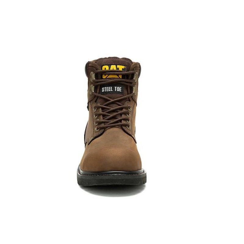 Men's Caterpillar Second Shift Waterproof Steel Toe Work Boots Dark / Brown | 705421-HTA