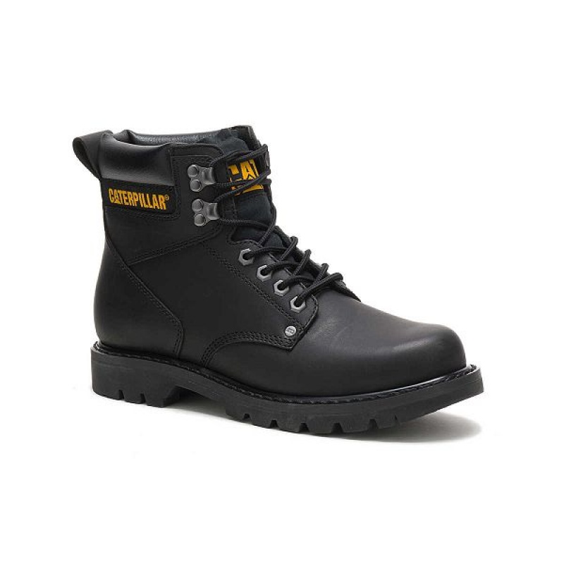 Men's Caterpillar Second Shift Work Boots Black | 103457-UFA