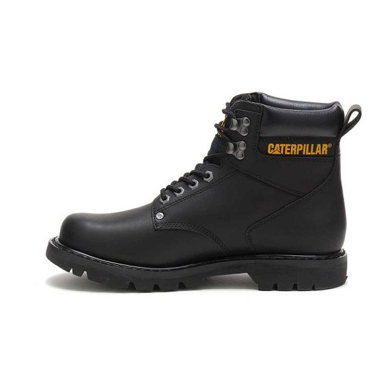 Men's Caterpillar Second Shift Work Boots Black | 103457-UFA