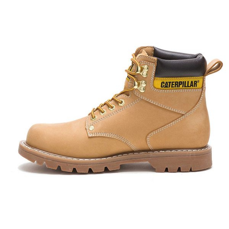 Men's Caterpillar Second Shift Work Boots Brown | 438057-HNK