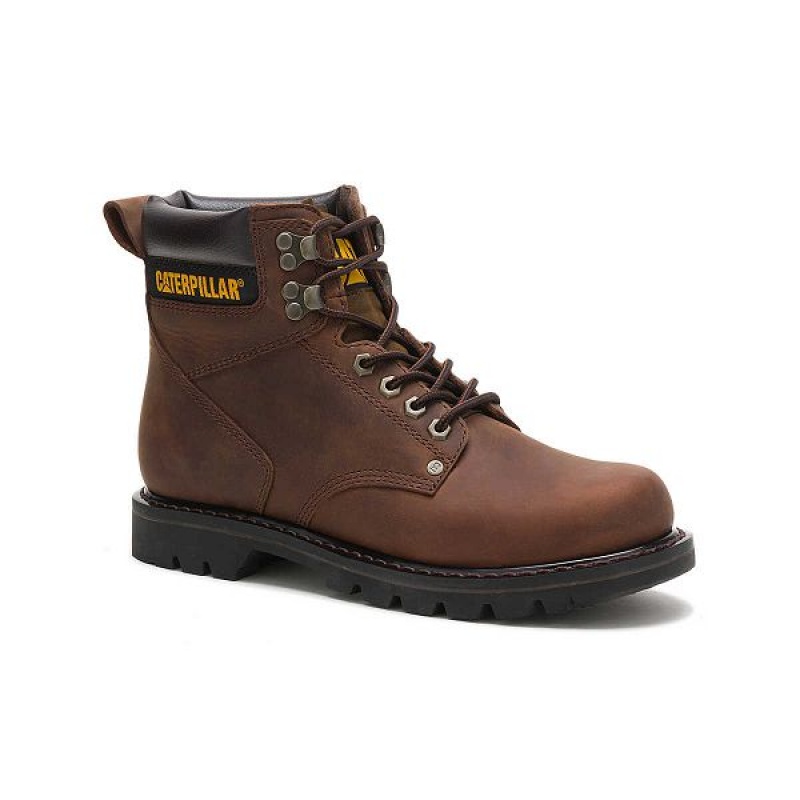 Men's Caterpillar Second Shift Work Boots Dark / Brown | 036581-TEY