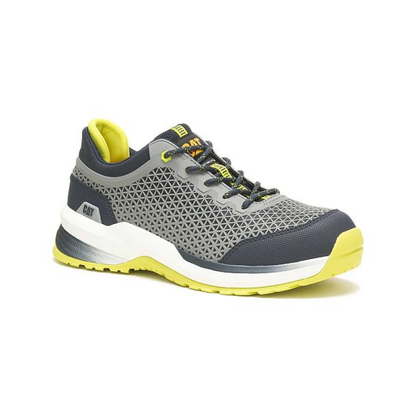 Men's Caterpillar Streamline 2.0 Composite Toe Work Shoes Grey / Yellow | 498710-WHA