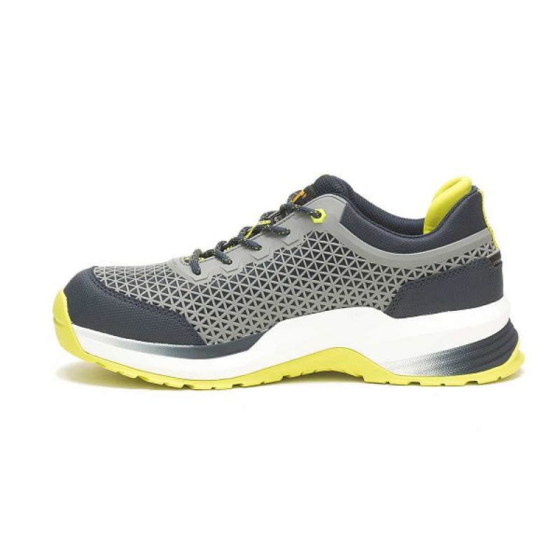 Men's Caterpillar Streamline 2.0 Composite Toe Work Shoes Grey / Yellow | 498710-WHA