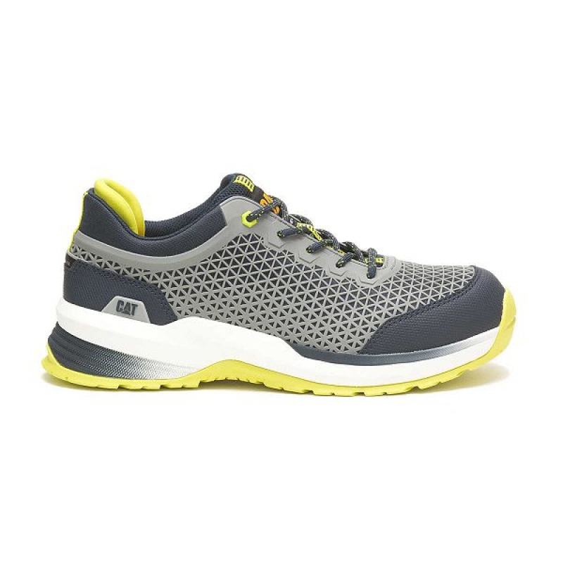 Men\'s Caterpillar Streamline 2.0 Composite Toe Work Shoes Grey / Yellow | 498710-WHA