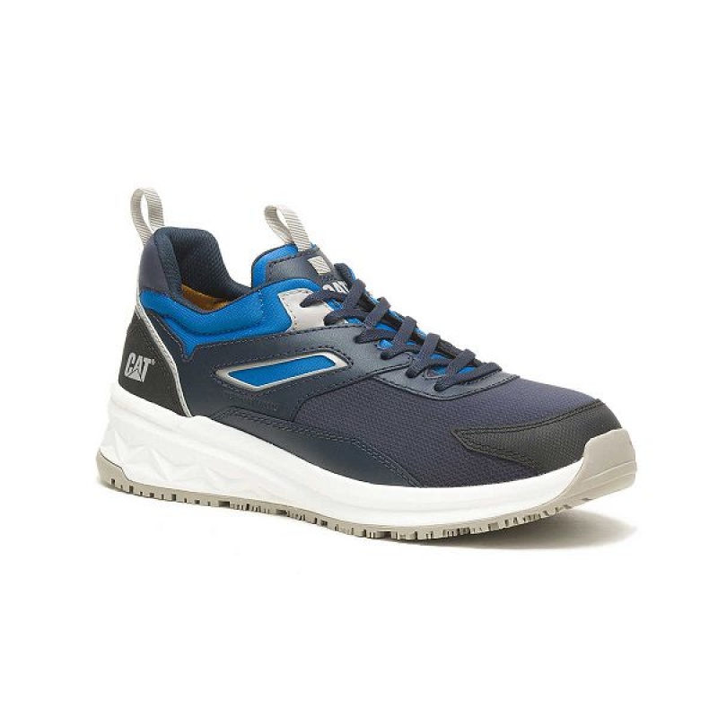 Men's Caterpillar Streamline Runner Carbon Composite Toe Work Shoes Navy | 053984-GED