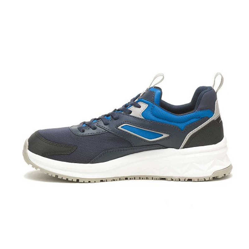 Men's Caterpillar Streamline Runner Carbon Composite Toe Work Shoes Navy | 053984-GED