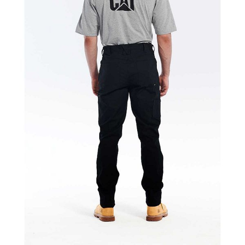 Men's Caterpillar Stretch Canvas Utility Pants Black | 089135-DXB