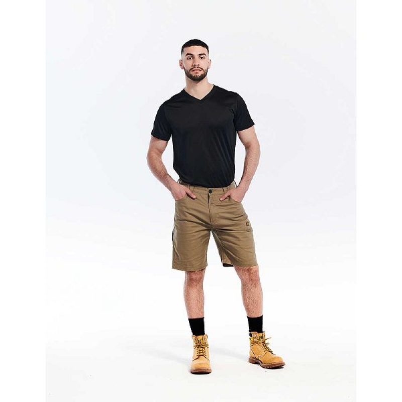 Men's Caterpillar Stretch Canvas Utility Shorts Khaki | 938042-EFH