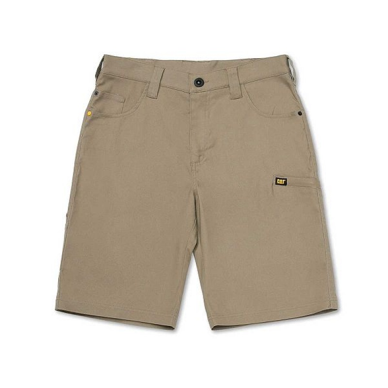 Men's Caterpillar Stretch Canvas Utility Shorts Khaki | 938042-EFH