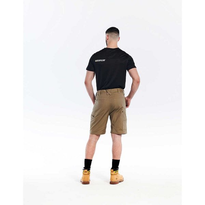 Men's Caterpillar Stretch Canvas Utility Shorts Khaki | 938042-EFH