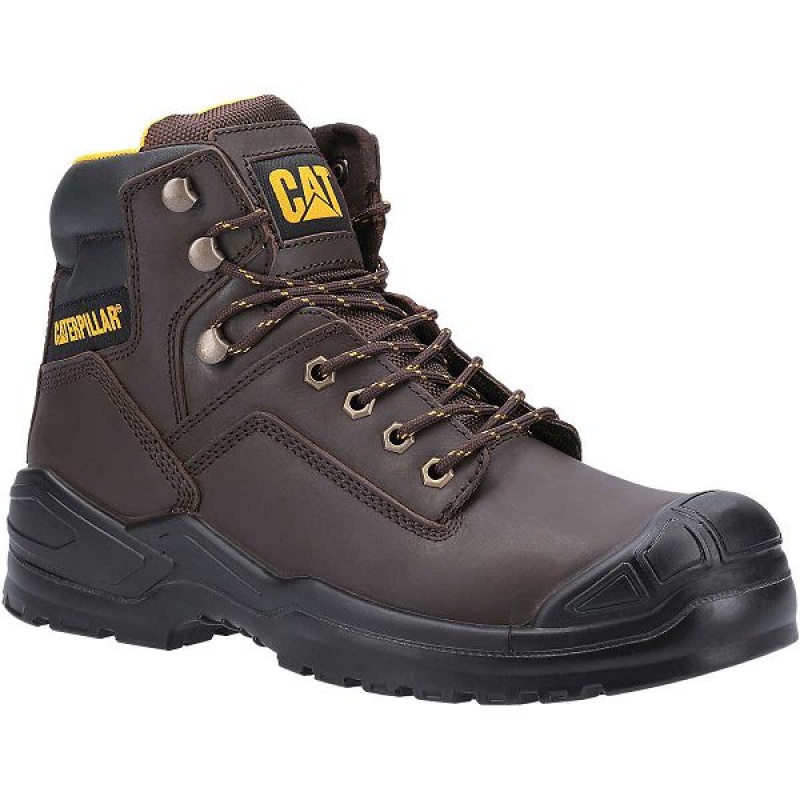 Men's Caterpillar Striver Bump Steel Toe S3 SRC Work Boots Brown | 481926-BSM